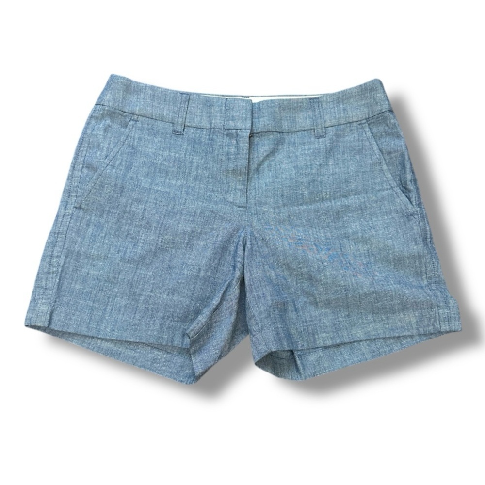 NWT J. Crew Blue Chambray Chino 5” Shorts Women's Size 0 Preppy Classic